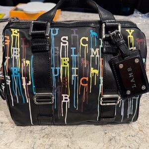 L.A.M.B. Black with Multicolor Drip Men's Briefcase